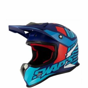 Casque moto cross Enfant SWAPS S885 - Bleu - Rouge – Blanc
