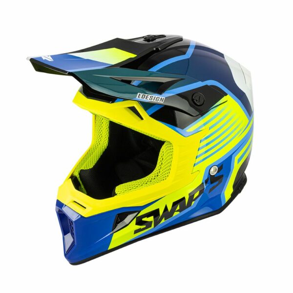 Swaps - Casque Cross BLUR S818 Jaune Fluo Bleu