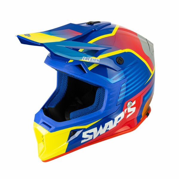 Swaps - Casque Cross BLUR S818 Bleu - Rouge - Jaune