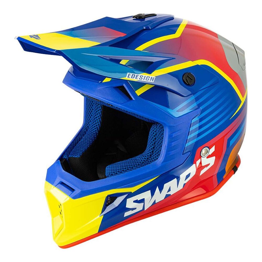 Swaps - Casque Cross BLUR S818 Bleu - Rouge - Jaune – Image 5