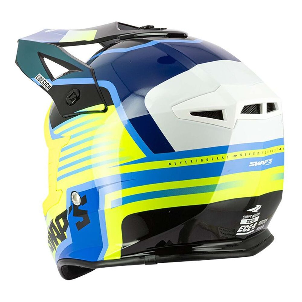 Swaps - Casque Cross BLUR S818 Jaune Fluo Bleu – Image 2