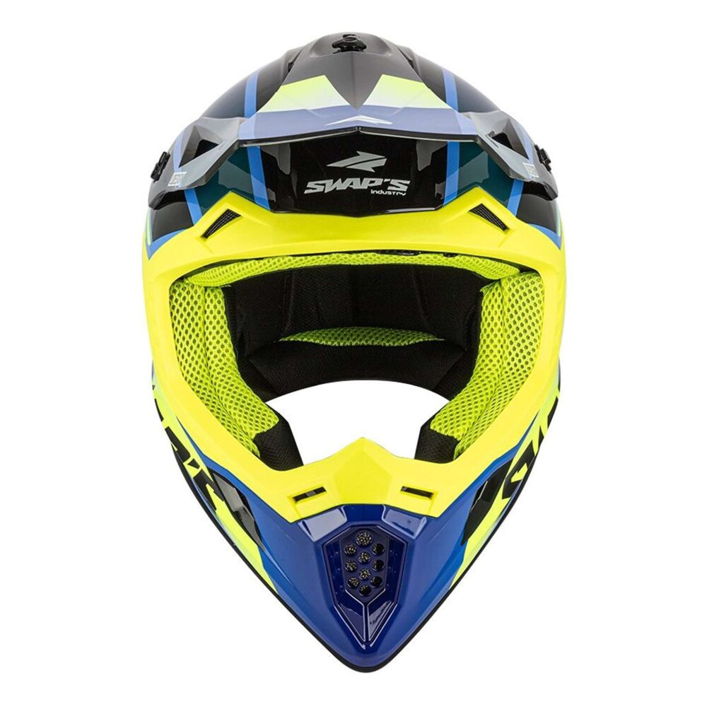 Swaps - Casque Cross BLUR S818 Jaune Fluo Bleu – Image 3