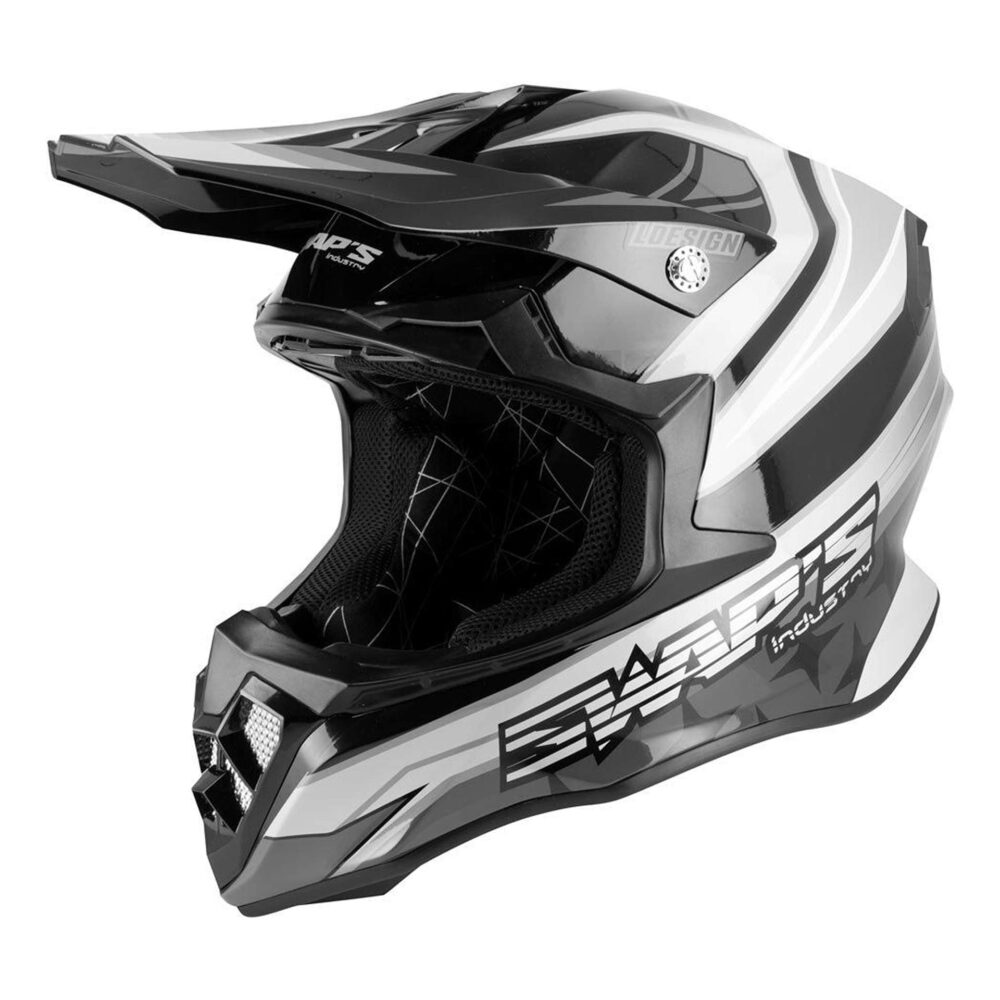 Swaps - Casque Cross S828 Noir - Blanc - Gris – Image 5