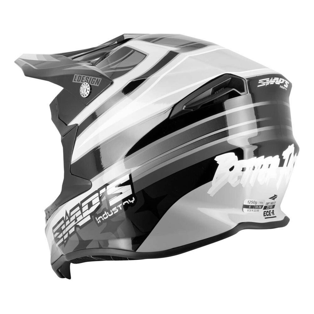 Swaps - Casque Cross S828 Noir - Blanc - Gris – Image 2