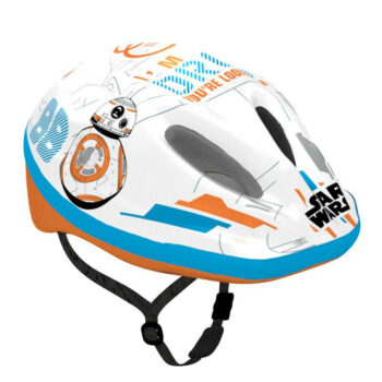 CASQUE VELO ENFANT DISNEY V2 STARWARS BLANC/BLEU/ORANGE AVEC MOLETTE REGLAGE TAILLE 52-56