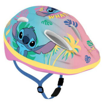 CASQUE VELO ENFANT DISNEY STITCH ROSE AVEC MOLETTE REGLAGE TAILLE 52-56