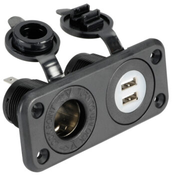 Prise allume-cigares + double USB noire 14.516.02