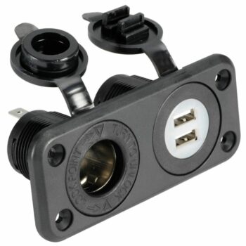 Prise allume-cigares + double USB noire 14.516.02